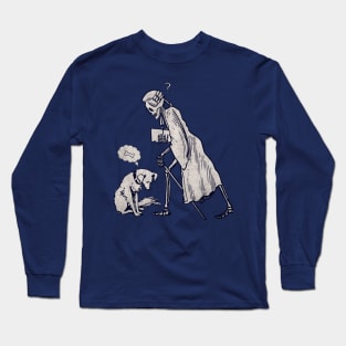 Skeleton Poet and Dog Staring Encounter, Skeleton Funny Long Sleeve T-Shirt